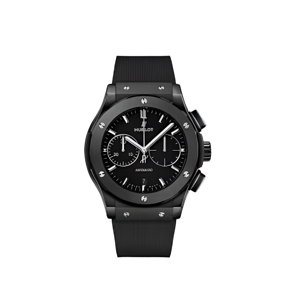 HUBLOT Genève Black Chronograph - Ultimate Luxury Timepiece.