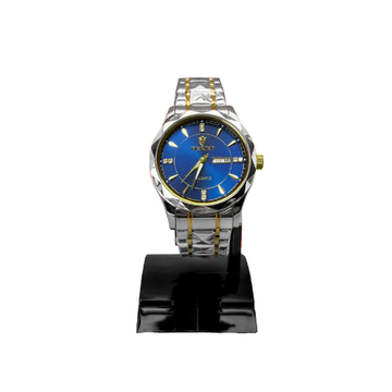 BINBOND Luxury Men's Quartz Watch – 3D Diamond Cut Blue Dial – Stainless Steel Strap